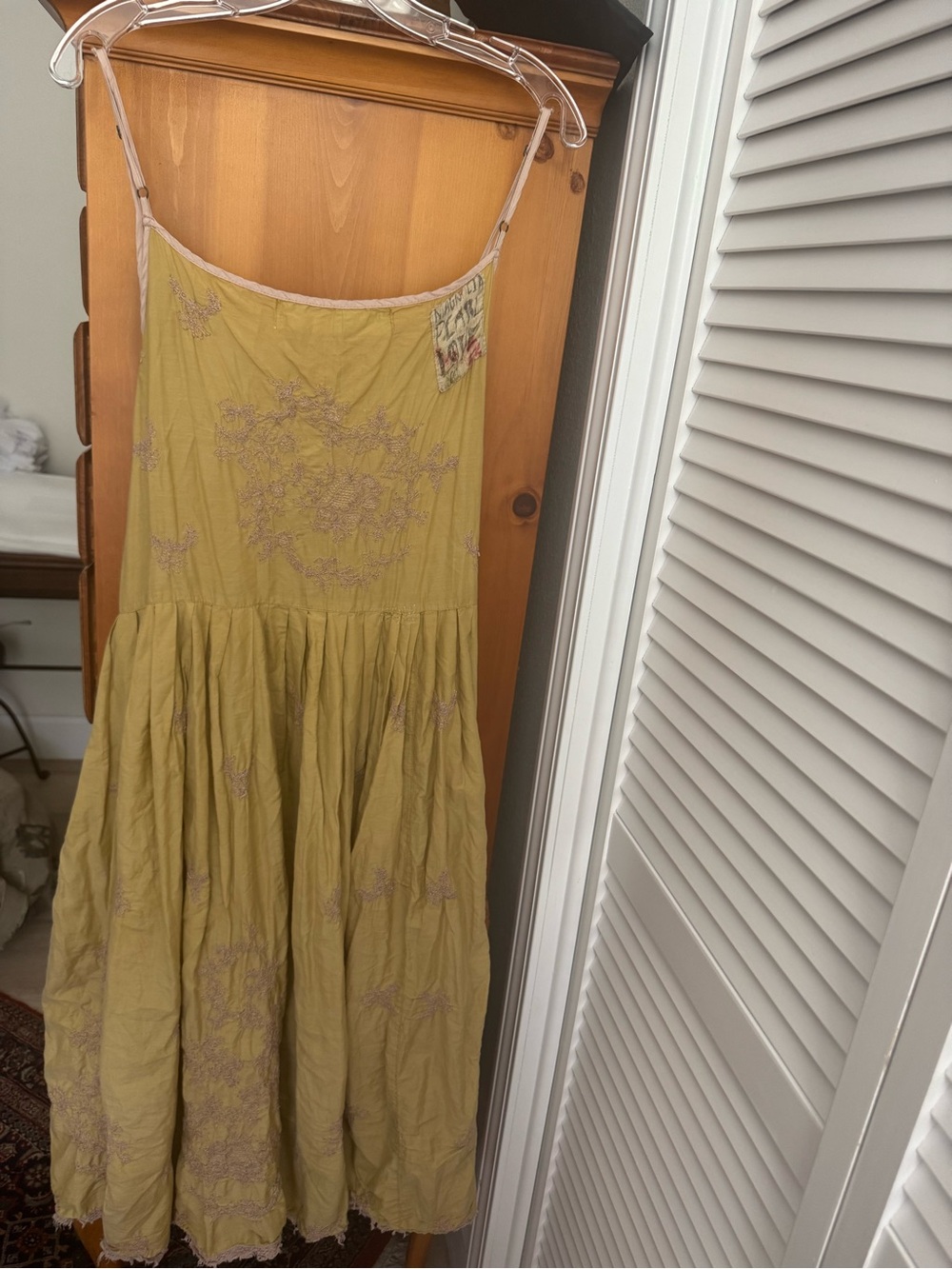 Magnolia Pearl Olive-Yellow Embroidered Midi Dress